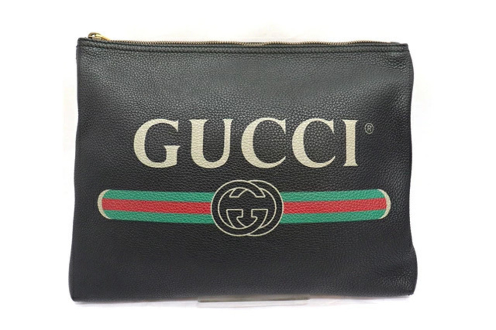 Gucci Clutch Bag Portfolio Calfskin Black